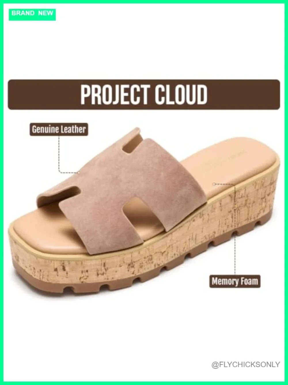 Genuine Leather Platform Wedge Sandals Memory Foam Non-Slip